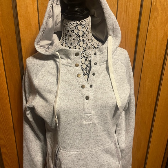 Thread & Supply Light Gray Hoodie with Button Accents - Picture 1 of 2
